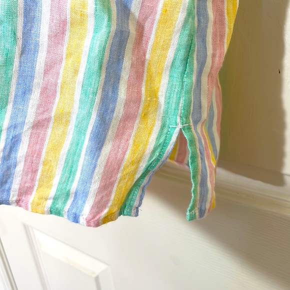NWT 100% Linen Talbots Pastel Stripes Top Size Large - Picture 3 of 6